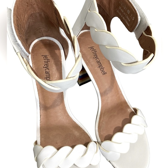 Jeffrey Campbell 3.5” Block Colorblock Heel Size 7.5 Red Blue Yellow Sandals - Picture 5 of 8